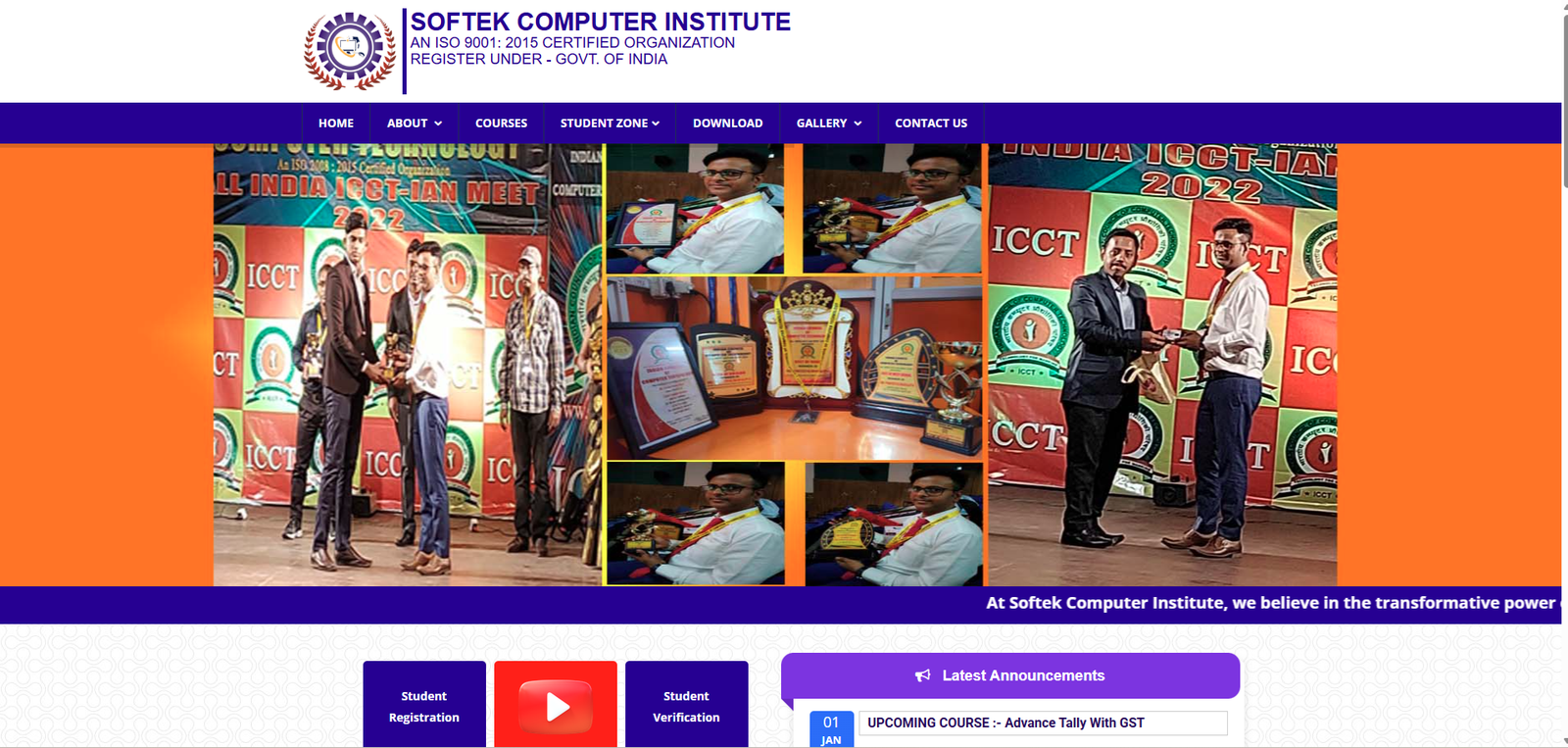 Softek Computer Institute website screenshot